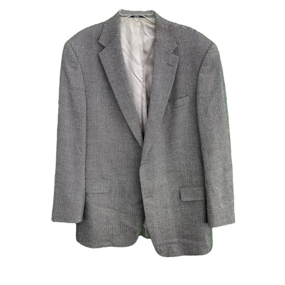 Hart Schaffner Marx Sieberts Gray Herringbone 2 Button 1 Vent Sport Coat Men 44L